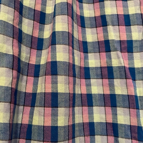 Women’s Talbots XL plaid button down blue pink white front pockets collar - Picture 6 of 8